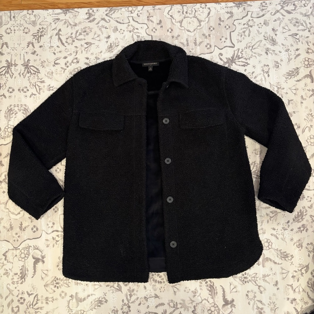 Banana Republic Women's Sherpa Black Shirt Jacket